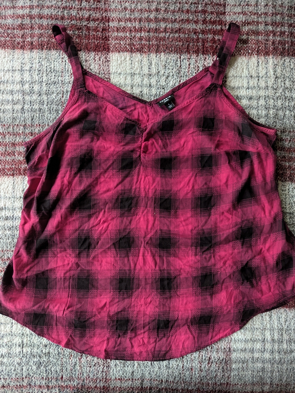 Torrid Magenta and Black Plaid V-Neck Cami